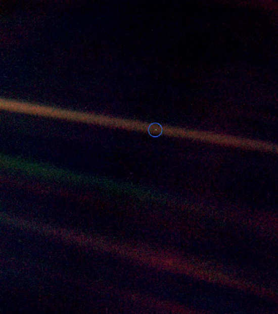 'Pale Blue Dot': Earth from about 6.5 billion kilometres (4 billion miles) away.